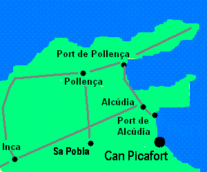 Can Picafort Mallorca Karte | Rurradweg Karte